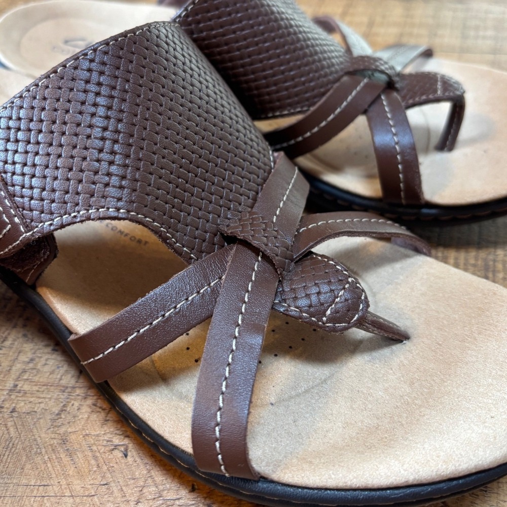Clarks Womens Laurieann Edge Summer Sandals Brown Velcro Closure Size 6.5 - Picture 7 of 11